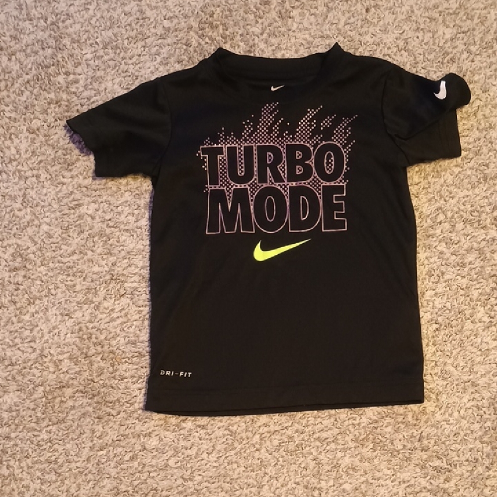 Nike Black 'Turbo Mode' Tee with Neon Yellow Swoosh